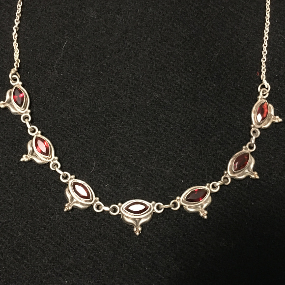 Sterling Silver Garnet Necklace~REDUCED~ - Picture 1 of 4
